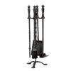 Dagan Five Piece Wrought Iron Stove Fireplace Tool Set, Black