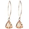 Rose Gold Rose Quartz Trillion Earrings Sterling Silver