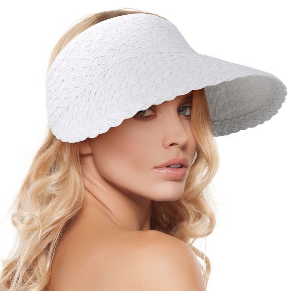 Beach Hats for Women Hats Fashion Womens Sun Hat Sun Visor Hat for Women Golf Visor Womens Visor Hats Sun Hats for Women UV Protection, White Visor