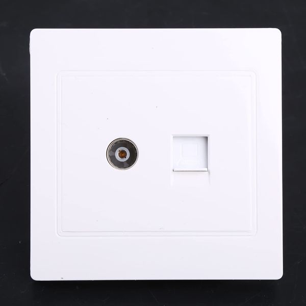 Aevercl RJ45 Adapter+TV Antenna Coaxial Wall Mount Output Faceplate Panel Socket