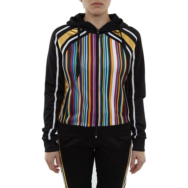 Red Fox Color Stripe Tricot Track Jacket Womens Style : St864-BK