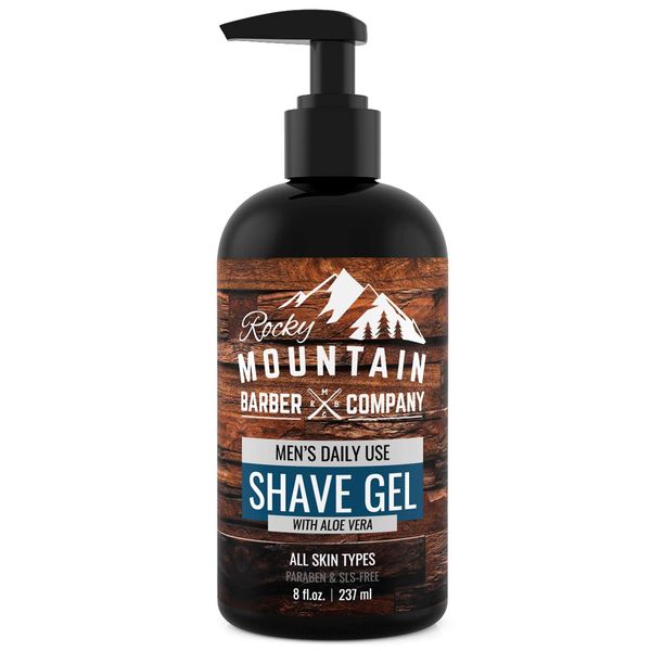 Men's Shave Gel - Clear Shaving Gel So You Can See Where You Are Shaving – For Full Shaves and Tightening Beard Lines - 8oz by Rocky Mountain Barber Company