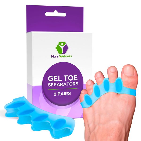 Universal Soft Gel Toe Separators - Universal Toe Spreaders Straighteners Foot Pain, Fix Overlapping Toes & Correct Bunions - Toe Spacers Wear with Shoes - 2 Pairs