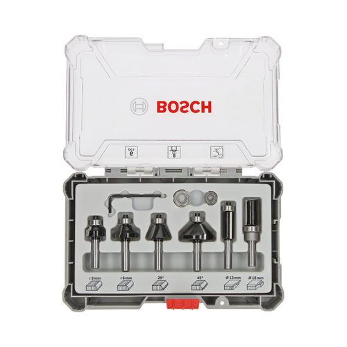 Bosch Professional 6 pcs. Trim & Edging Router Bit Set (for Wood, Ø 8 mm Shank, Accessory Router)