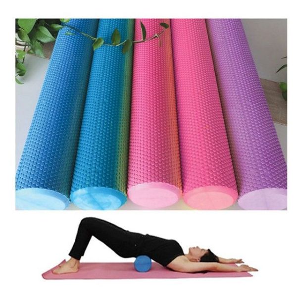 Yoga Foam Roller EVA Foam Roller 90cm Massage Yoga Exercise Equipment Three-dimensional Foam Roller Massage_940pv, Purple