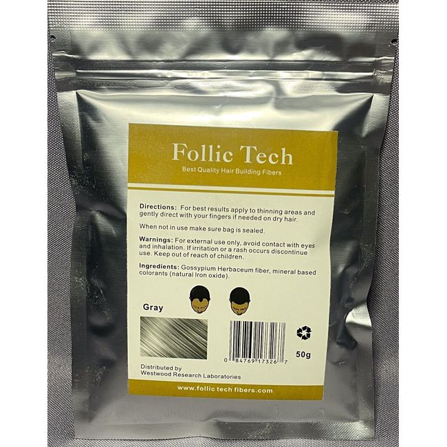 Hair Building Fibers Refill Gray 50g Follic Tech HIGHEST QUALITY FIBERS ON EBAY