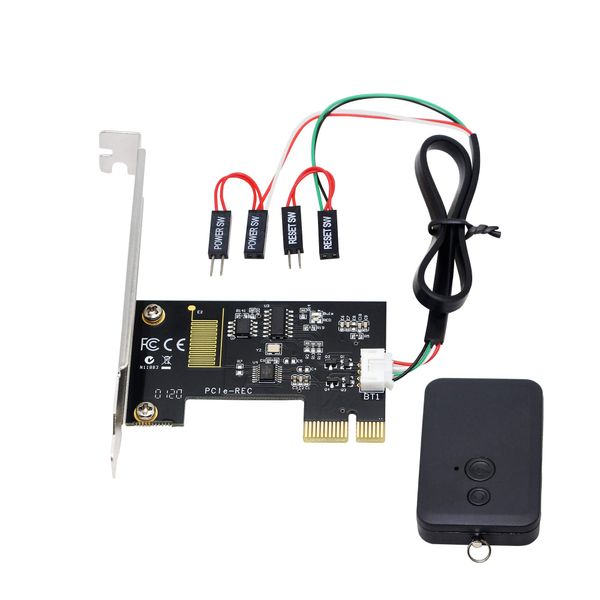 CERRXIAN PCIe Wireless Computer Remote Control Switch, 2.4G Wireless Remote Computer Power/Reset Switch Control
