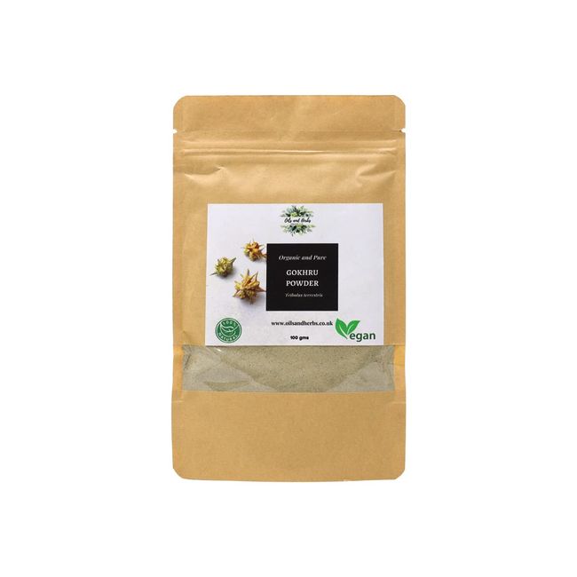 Oils and Herbs UK Clean Organic Gokhru Powder - Tribulus Terrestris - 100% Pure and Natural (100)