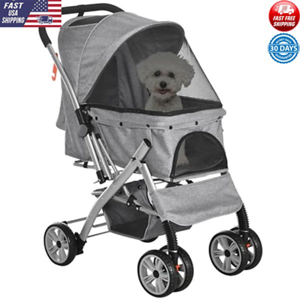 Foldable Pet Stroller Small Dogs Cats Lightweight Travel Mesh Window Durable New