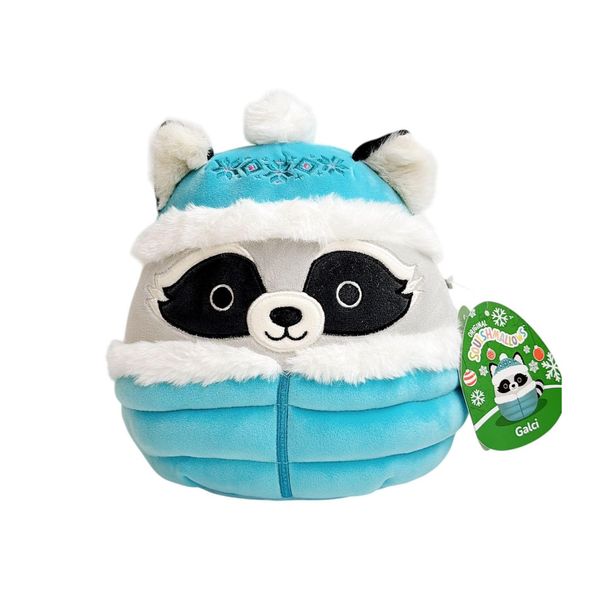 Squishmallows Original 8-Inch Official Jazwares Christmas Holiday Puffer Jacket Specialty 2024 Plush Stuffed Animal Toy - Add to Your Squad - Gift for Kids, Girls & Boys (Galci The Raccoon)