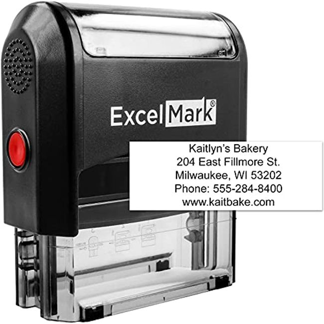  Custom Self-Inking Stamp - Up to 3 Lines - 11 Color Choices  and 17 Font Choices (Small) : Business Stamps : Office Products