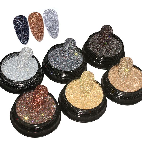 Diamond Nail Powder Glitter Gold Silver Glitter Glitter Glitter Powder Nail Parts Nail Art Gel Nail Set of 6