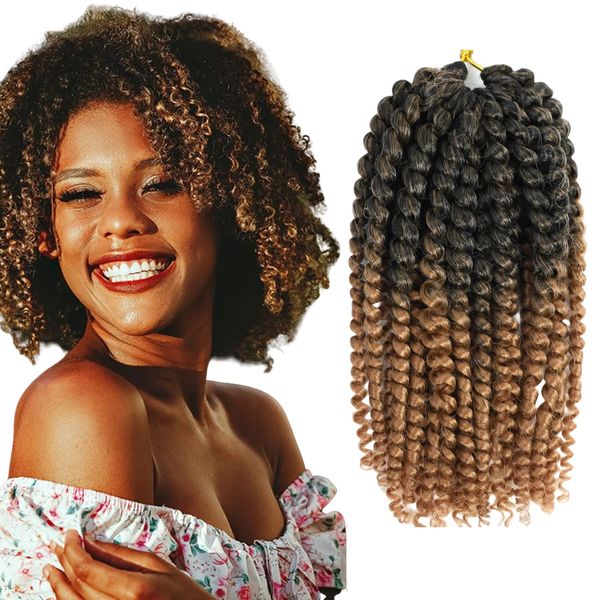 Kinky curly Crochet Hair 14 Inch Faux Locks Marlybob Crochet Hair twist For Women Short Curly Crochet Braids Hair Extension Jerry Curly Twist Hair Extensions Balck to Strawberry Blonde