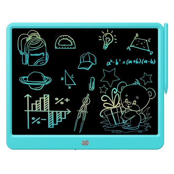 FLUESTON LCD Writing Tablet, Doodle Board Toys Gifts for 3-8 Year Old Girls Boys, 15 Inch Colorful Electronic Board Drawing Pad for Kids, Gifts for Toddler Educational Learning Travel Birthday, Blue