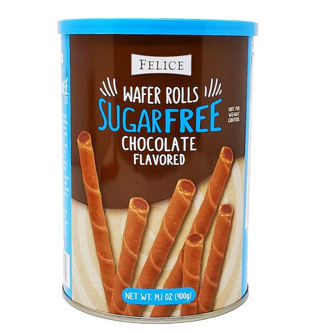 Felice Sugar Free Chocolate Flavoured Wafer Rolls 400g Tin