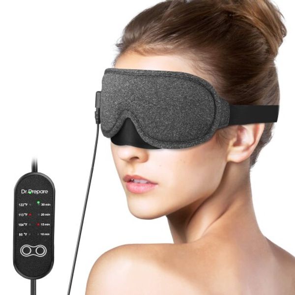 DR.PREPARE Hot Eye Mask, USB Electric Heating, Temperature Control, Timer, Earplugs, Sleep, Travel, Business Trip, Gift