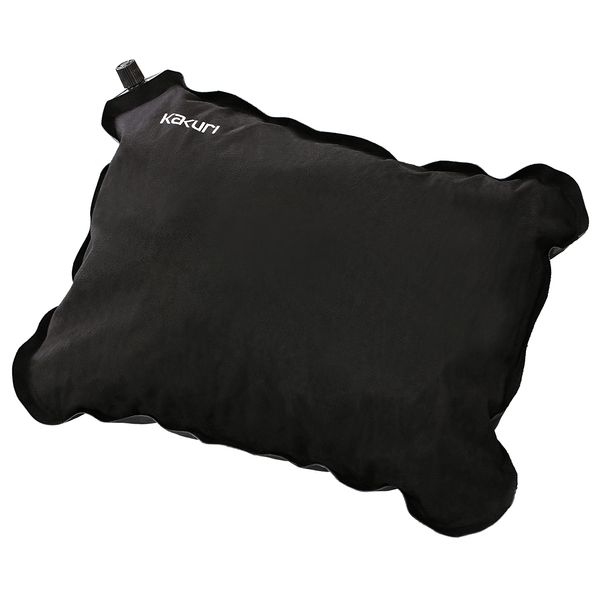 Kakuri Sangyo Inflator Pillow, Suede, 4.7 inches (12 cm) Thick, Reversible, Automatic Inflating, Compact, Storage Bag Included, Gray/Black