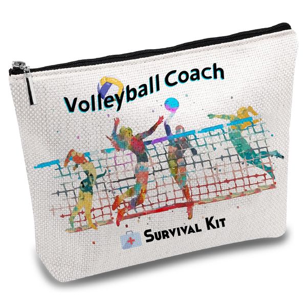 CREATCABIN Volleyball-Trainer-Überlebensset,Segeltuch-Make-Up-Taschen,Kosmetiktasche,Mehrzweck-Stiftetui,Kulturartikel,Reisetasche,Geldbörse Für Spieler,Sportliebhaber,Dankeschön-Geschenke,25x18cm