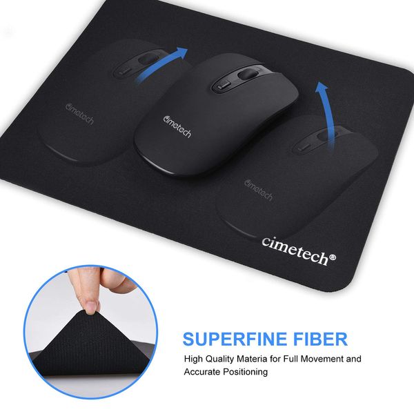 cimetech Mauspad 230 x 180 x 1 mm Gaming Mousepad für alle Maustypen (Kugel, Optisch, Laser) mit stark haftender Unterseite für optimalen Halt Wasserdicht Mausmatte Schwarz