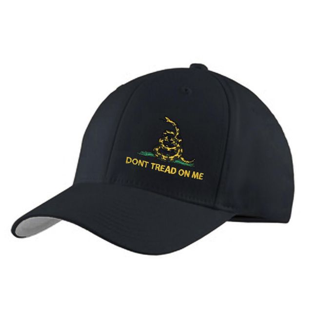 Don't Tread On Me Gadsden Hat Cap Flex Fit (X-Large-XX-Large, Black)