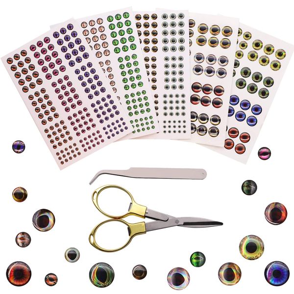 Dovesun Fishing Lure Eyes Fly Tying Kit Lure Making Kit Fly Tying Eyes Sizes Lure Eyes C-695pcs