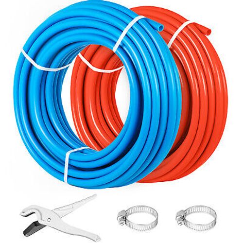 VEVOR 1/2" 2 X 100ft Red & Blue PEX Tubing For Potable Water w/ Cutter & Clamp