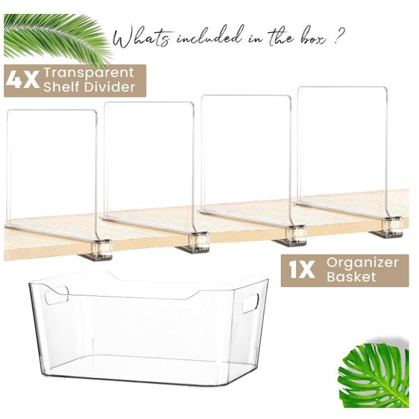 Acrylic Shelf Divider for Closet Organization,  Closets Separator, 4 Pack
