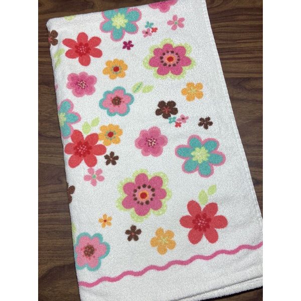 Jumping Beans Colorful Daisy Floral Kids Bath Towel Retro Style Cotton EUC