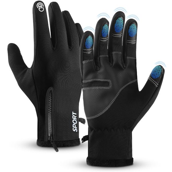 AURUZA Winter Gloves for Men and Womens, Waterproof Cycling Gloves for Men and Womens Cold Weather, Touch Screen Anti-Slip Gloves for Winter, Windproof Gloves for Cycling Driving Running M