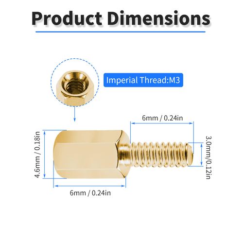 Focmkeas 88pcs M3*6mm+6mm Hexagonal Copper Column Nut,Single Head Isolation,Male to Female Thread Brass Hexagon,Brass Hex Standoff Spacer for Electronic Machine,PCB Motherboard,B103