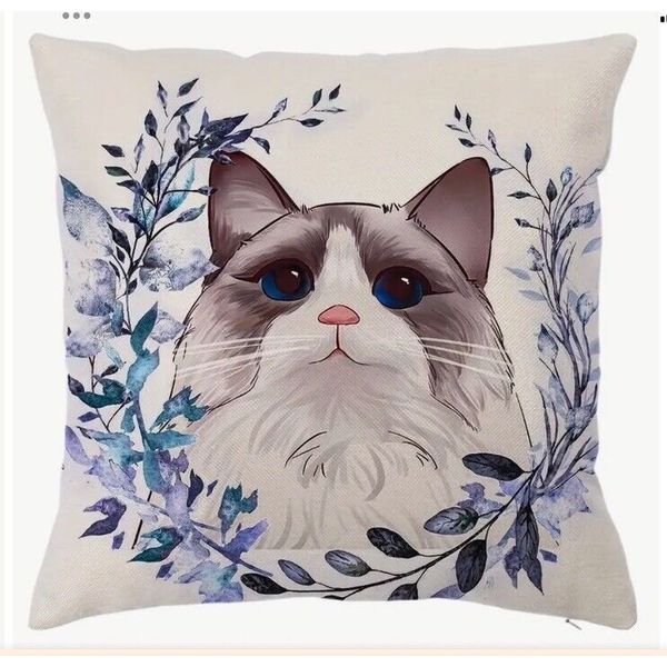 Adorable Cat Nature Animals Pets Sofa Soft Throw Pillow Cover Home Decor 18X18”