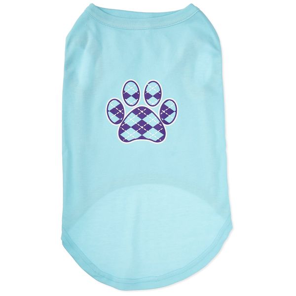 Mirage Pet Products Argyle Paw Purple Screen Print Shirt Aqua XXL (18)