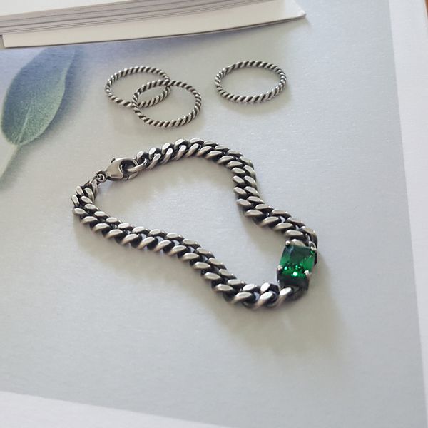 925 silver birthstone emerald cubic bracelet silver chain silver bracelet