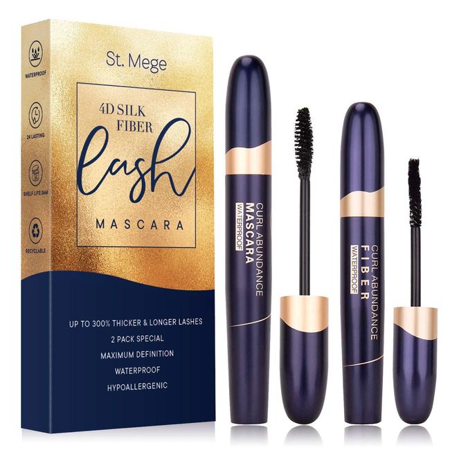 4D Silk Fiber Lash Mascara & Fiber 2-in-1 Set, Best for Thickening and Lengthening, Waterproof