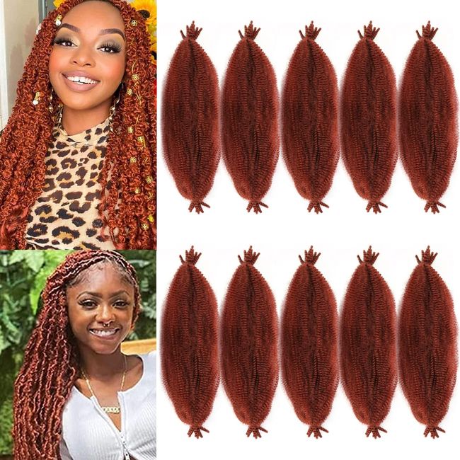 Cheveux tressés pré-étirés Easy Braid Professional Itch Free Synthetic Fiber Crochet Braids Extensions de cheveux (60 cm (10er Pack), 350)