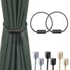 Milaloko 2 Pack Polyester Magnetic Curtain Tiebacks with Thicker Twist Rope, Black