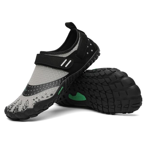 SAGUARO Barfußschuhe Herren Barfussschuhe Damen Barfuss Schuhe Outdoor Zehenschuhe Leicht Fitnessschuhe Traillaufschuhe mit Breite Zehenbox, Nimble Ⅰ - Barfußschuhe Grau A, Gr.43 EU