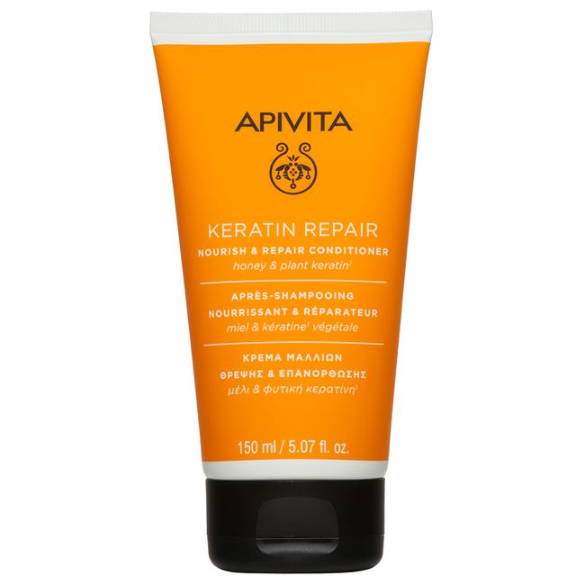 APIVITA Keratin Nourish & Repair Conditioner for Dry & Damaged Hair - Deep Nutrition, Frizz Control, Heat and Styling Damage Protection - Enriched with Plant Keratin, Honey & Aloe Vera - 5.07 Fl Oz