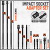 9PC Impact Grade Power Drill Sockets Adapter Set 1/4 3/8 1/2 Extension Bar Long
