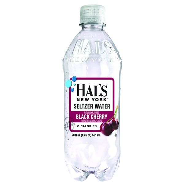 Hal's New York Seltzer Carbonated Black Cherry Flavored Sparkling Water, Zero Sugar, Zero Calorie, Zero Carbs, 20 Fl Oz (Pack of 24)