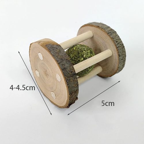 Bwexxt Hamster Rabbit Chew Toy Natural Wooden Play Toy, Wood Teeth Care Molar Ball Grinding Toy with Bell for Parrot, Rabbit, Chinchilla, Molar BallHamster Small Animals Toys Pet Supplies