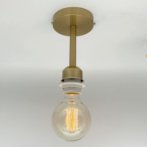 Gokoly Polished Brass Ceiling Light Fitting, Modern Vintage Pendant Light Fitting with E27 Screw Bulb Holder Suitable for Lamp Shades