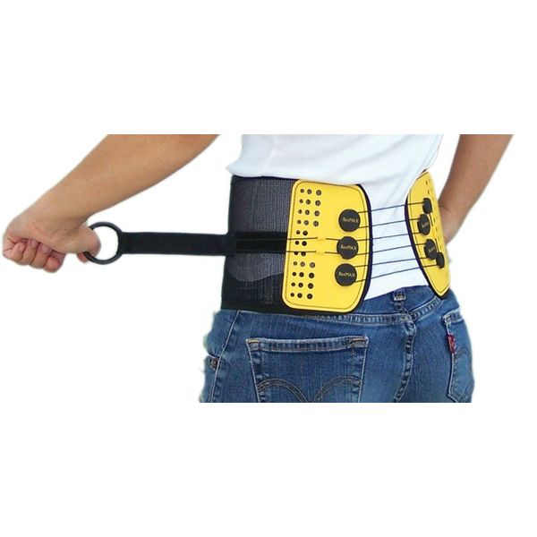 BaxMAX Lumbar Support Belt with Compound Pulley System - Made of Lightweight & Breathable Mesh - Instant Relief for Low Back Pain (Medium)