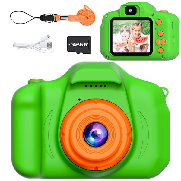 SplashNSpray Kids Camera for Girls Boys Age 3-9, 1080P HD Toddler Camera, Kids Selfie Digital Camera with 32GB SD Card, Portable kids Toys for 3 4 5 6 7 8 9 Years Old, Christmas Birthday Present,Green