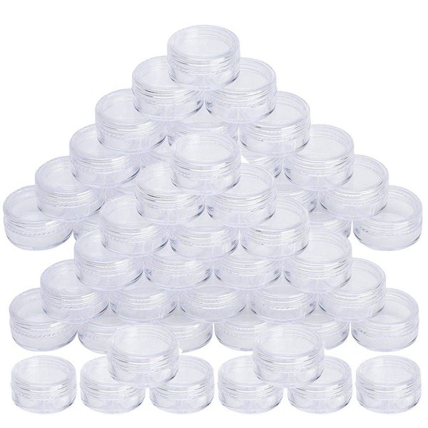 50 PCS 5 ML Empty Cosmetic Jars Travel Sample Pots Clear Round with Lids for Women Creams Sample Make-up Storage
