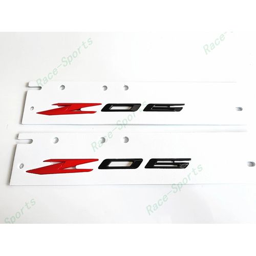 2pcs New Z06 Bodyside Emblems 3D Badge Replacement for 2023-2024 Corvette C8 Z06 85623536 Origianl Size (Black Red)