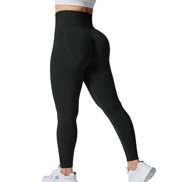 Yiifit High Waist Seamless Yoga Pants Tummy Control Workout Running Exercise Gym Fitness Leggings Black XL