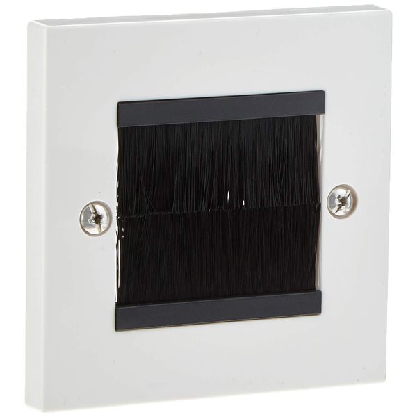 Aerials, Satellites and Cables White Cable Entry/Exit Brush Faceplate for Wall Outlet-Single Gang