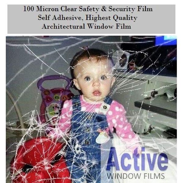 Clear Safety & Security Window Film (Anti Shatter Glass Protection) (100cm x 1 metre - 10 metre) (100cm x 4 metre)