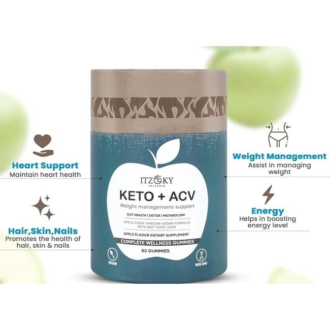 ITZ OKY Keto + ACV Weight Management Apple Cider Vinegar Vegan Formula 62 Gummie